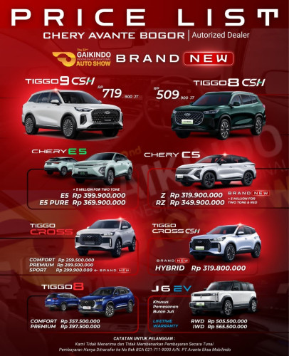 Pricelist Harga Chery grogolpetamburan 2025